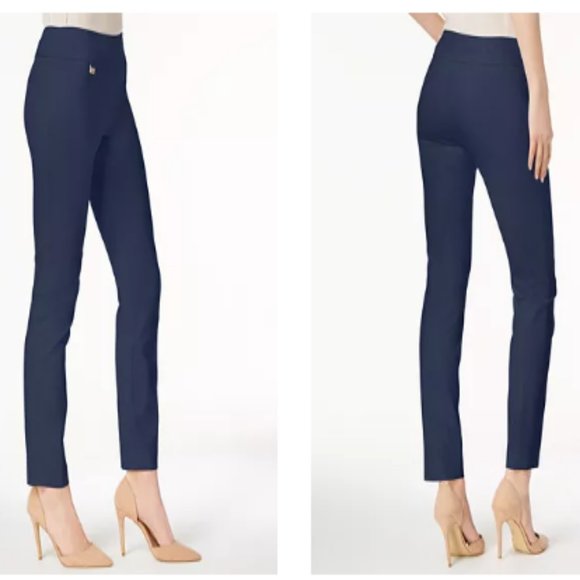 Alfani Pull On Skinny Tummy Control Pant Dark  Navy Blue 14 Petite - Picture 3 of 11